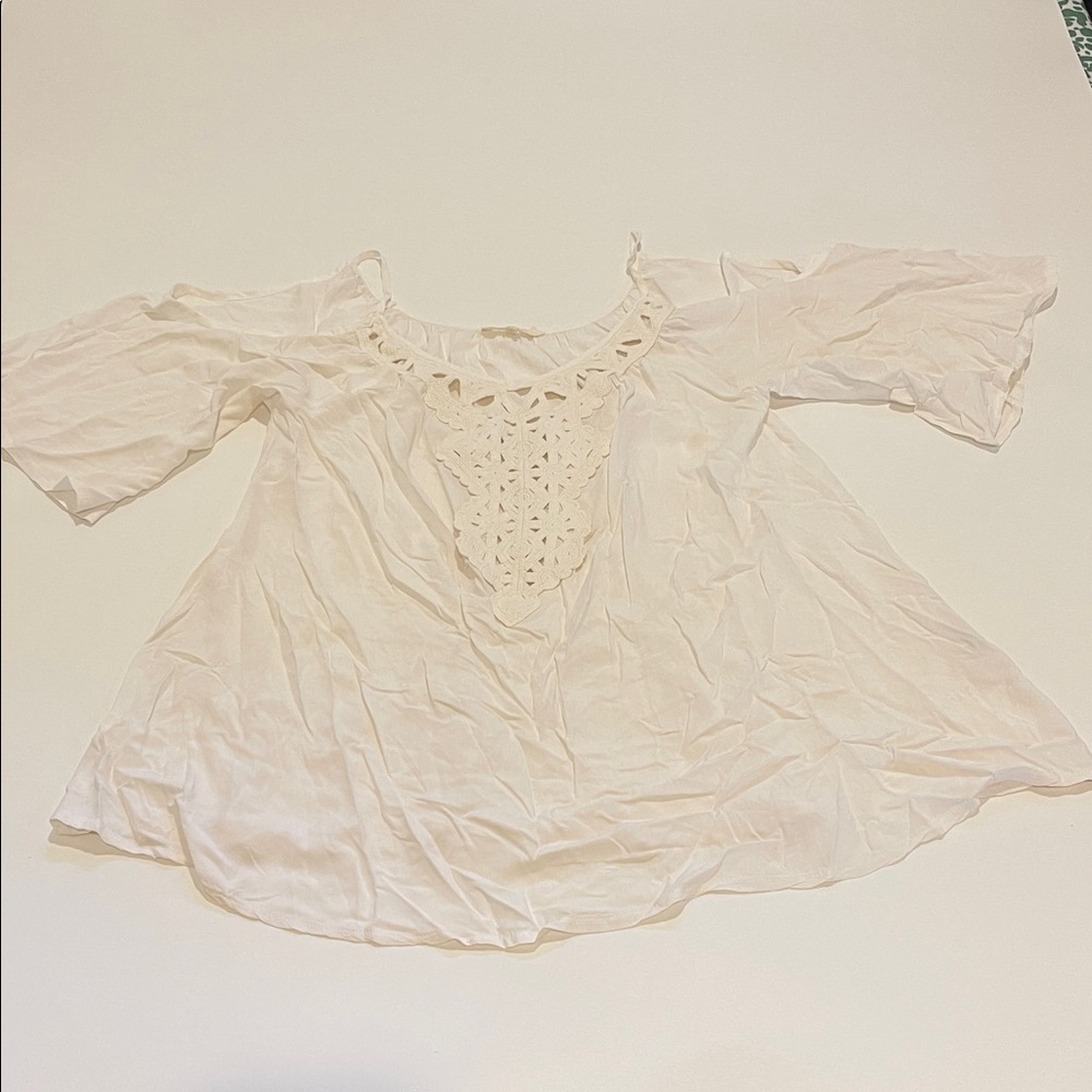 Solitaire Cream Detailed Swim Coverup Top